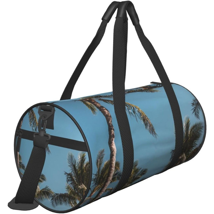 Спортивна сумка, дорожня сумка, пляжна сумка, принт Кокосова пальма, сумка для ночівлі, чорна, універсальний розмір, сумка для подорожей