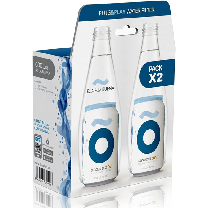 Фільтр для води для крана, 100 натуральна мембрана мікрофільтра, 600 літрів фільтрованої води, монітор зі смартфоном, наповнює глечик 1 л за 1 хвилину., 2 filter can -