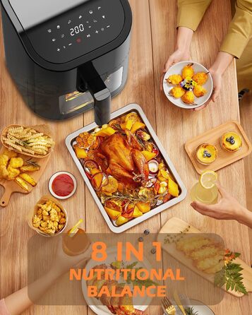 Фритюрниця EUARY Hot Air Fryer 4.5 л Фритюрниця з 8 програмами, фритюрниця з книгою рецептів німецькою мовою, фритюрниця гаряче повітря без жиру, фритюрниця з книгою рецептів німецькою мовою. 4,5 л