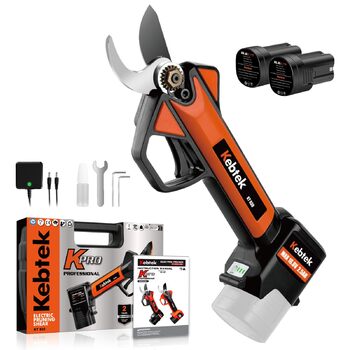 Професійні електричні садові ножиці Kebtek, акумуляторні ножиці 16,8 В для обрізки садових рослин з 2 акумуляторами ємністю 2500 мАг, діаметр різання 30 мм