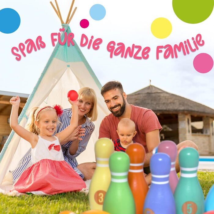 Дитячий боулінг з рожевою папайєю XL - набір з 12 предметів, іграшка для гри в боулінг на вулиці та в приміщенні, виготовлена з деревини, сертифікованої FSC, навчає та сприяє розвитку вашої дитини Classic XL