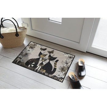 Килимок для дверей Salonloewe Rosina Wachtmeister, що миється, від Gatti Con Fiori, 50 x 75 см, з котячим малюнком