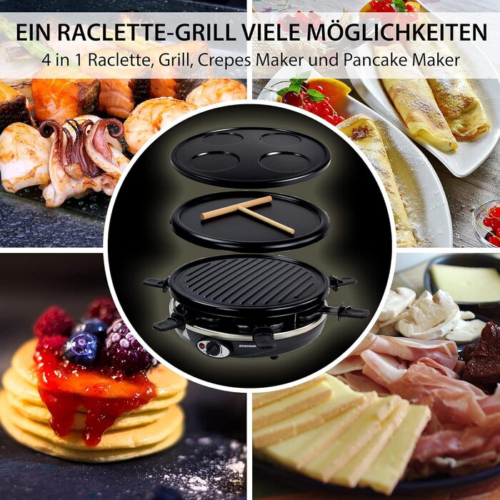 В 1 Raclette Pancakemaker Grill Crepemaker на 6 персон RAC-1200W-Basel, 4