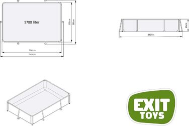 Басейн EXIT Toys Wood Pool - 300x200x65 см - Прямокутний, компактний каркасний басейн з картриджним фільтруючим насосом - Легкий доступ - Підходить для маленьких дітей - Міцний каркас - Унікальний дизайн - Коричневий