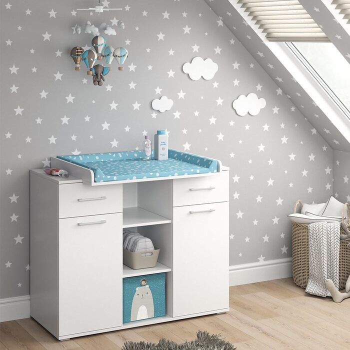 Пеленальний столик Vicco Leonie, пеленальний блок для комода, білий, 113 x 100 см