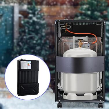 Газовий обігрівач LPG потужністю 4200 Вт, включаючи комплект регулятора тиску газу Газовий обігрівач, радіаційний обігрівач, газовий нагрівальний блок, балони з бутаном та пропаном до 15 кг Тільки для зовнішнього використання