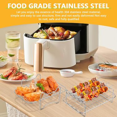 Аксесуари для двозонної фритюрниці, стійка з шампурами для двозонної фритюрниці Ninja Foodi AF300EU AF400EU аерофритюрниці, 304 аксесуари для подвійної аерофритюрниці з нержавіючої сталі для аксесуарів для фритюрниці, 2