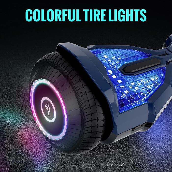 Гіроскутер EVERCROSS EV2 із сидінням – акумулятор 5,2 Аг, 15 км/год, музика через Bluetooth, 7-кольорове підсвічування педалей, вантажопідйомність 85 кг, з ховеркартом для дітей, підлітків та дорослих