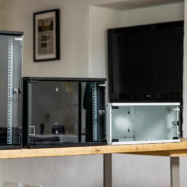 Мережева шафа HMF 65704-02, серверна шафа 19 дюймів 4U Глибина 400 мм скляні двері чорний 4U чорний