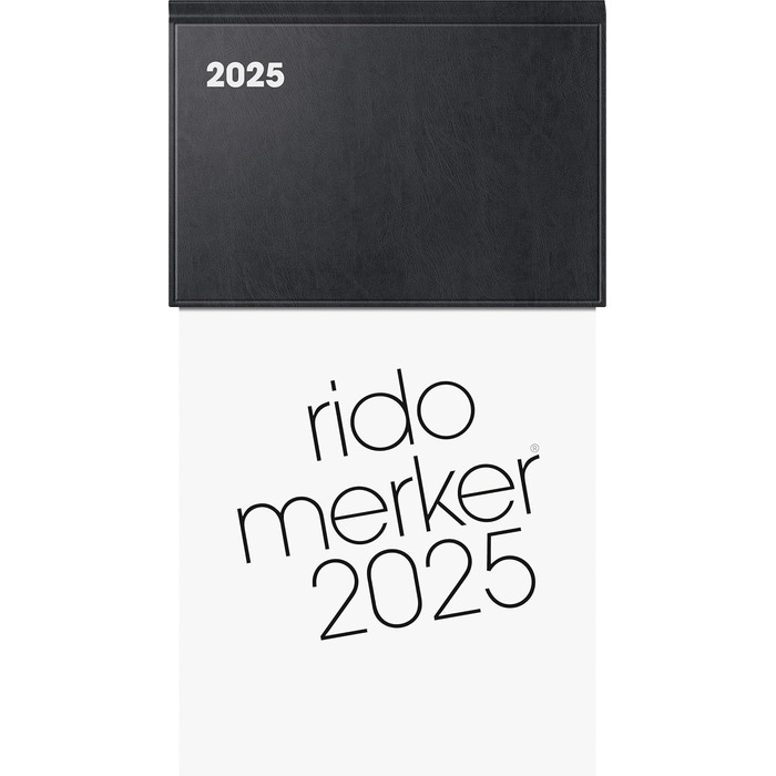 Закладка Книжкова модель Merker (2025), 1 сторінка 1 день, 108 201 мм, 736 сторінок, обкладинка пластикова, чорна