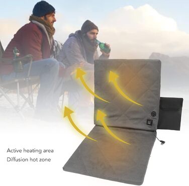 Підігріте кемпінгове крісло зі спинкою, електрично підігрітим сидінням, складними стадіонними сидіннями, підігрівом чохла зі спинкою для кемпінгу, риболовлі, полювання (сіре)