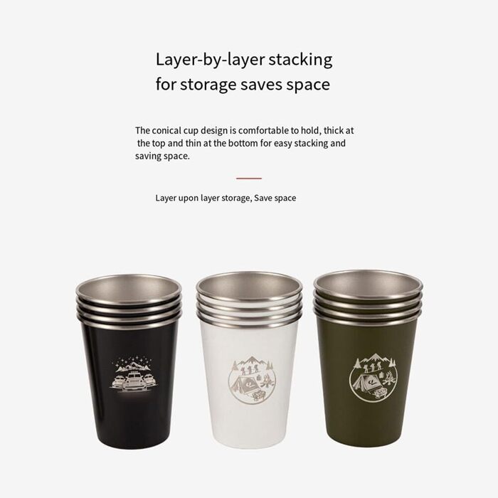 Набір із 4 кавових чашок об&39ємом 350 мл з нержавіючої сталі 304 для кемпінгу на відкритому повітрі з силіконовим чохлом та сумкою для зберігання