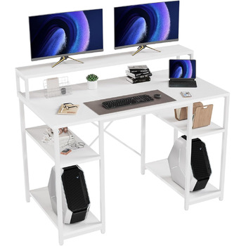 Стіл Devoko з підставкою для монітора, комп'ютерний стіл з полицями, офісний стіл з книжковою полицею, комп'ютерний стіл для мален