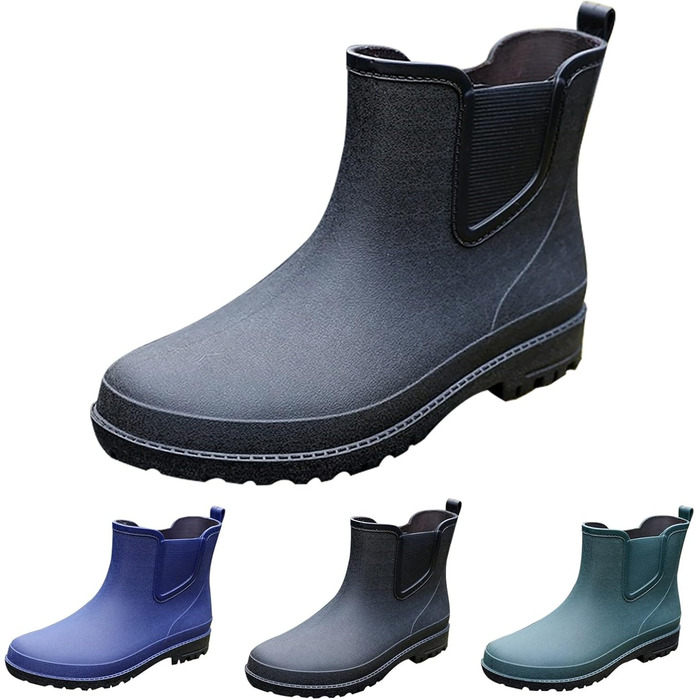 Чоловічі гумові чоботи універсальні, водонепроникні зносостійкі дощовики, легкі чоботи без шнурівки, м&39які зручні робочі чоботи, садові чоботи, захисне взуття, рибальські чоботи, чорні, EU 44