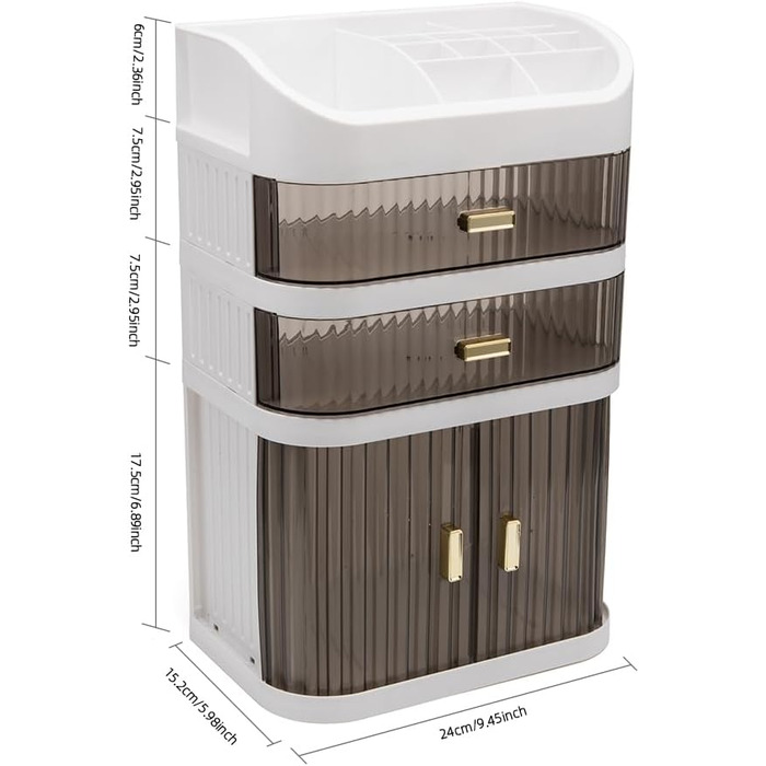 Косметична коробка для зберігання, розсувні двері, шухляда, стіл, багатофункціональна шафа для зберігання, багатошарова косметична коробка, комод (стиль A)