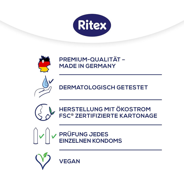 Презервативи Ritex XXL - дуже великі - з більшим простором для дуже великих розмірів, 24 презервативи 8 шт. (3 упаковки) Зроблено в Німеччині