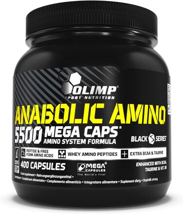 Високоякісна харчова добавка Olimp Nutrition BCAA 5500 Mega Caps з великою кількістю найважливіших амінокислот та білків, 400 капсул