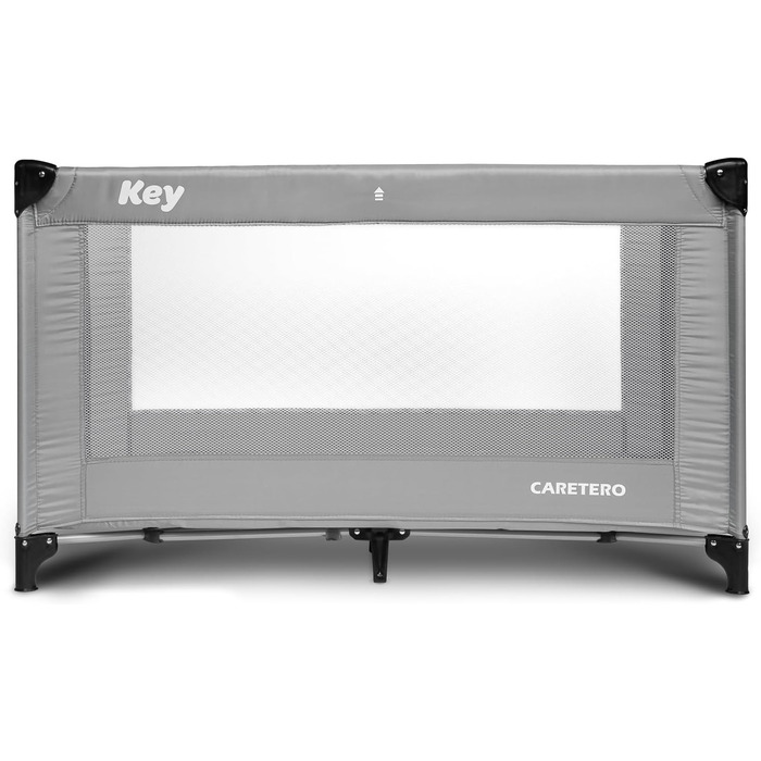 Дитяче ліжечко-транспортне - Ліжечко Key - з матрацом 120x60 см - Складане дитяче ліжечко-транспортне - Міцні ніжки - Сумка для перенесення дитячого ліжечка - Для дітей вагою до 15 кг - 64x125x74 см - Сірий