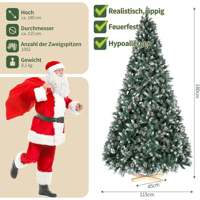 Штучна ялинка з ефектом снігу 180 см LIFERUN