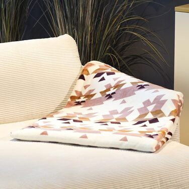 М&39яка ковдра Inka, приблизно 150x200 см, пухнастий плед з візерунком, двостороння ковдра, ковдра на диван з шерпа-підкладкою, покривало для ліжка, плед, ковдра в стилі бохо, вінтаж (рожевий/коричневий)