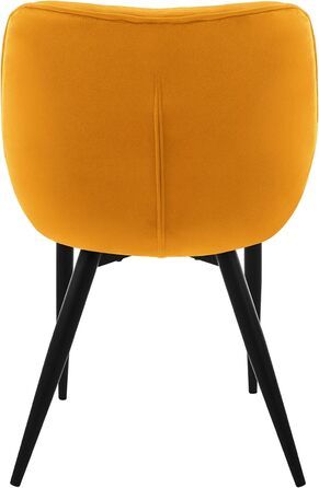 Обідні стільці ML-Design, комплект з 4 шт. , гірчично-жовтий, кухонний стілець із товстим оксамитовим м&39яким сидінням, металеві ніжки, стілець для вітальні зі спинкою та підлокітниками, стьобаний м&39який стілець, ергономічне крісло