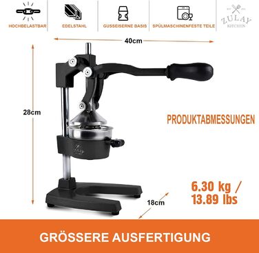 Професійна соковижималка для цитрусових Zulay - ручна металева соковижималка - ручна соковижималка для лимонів та апельсинів - міц