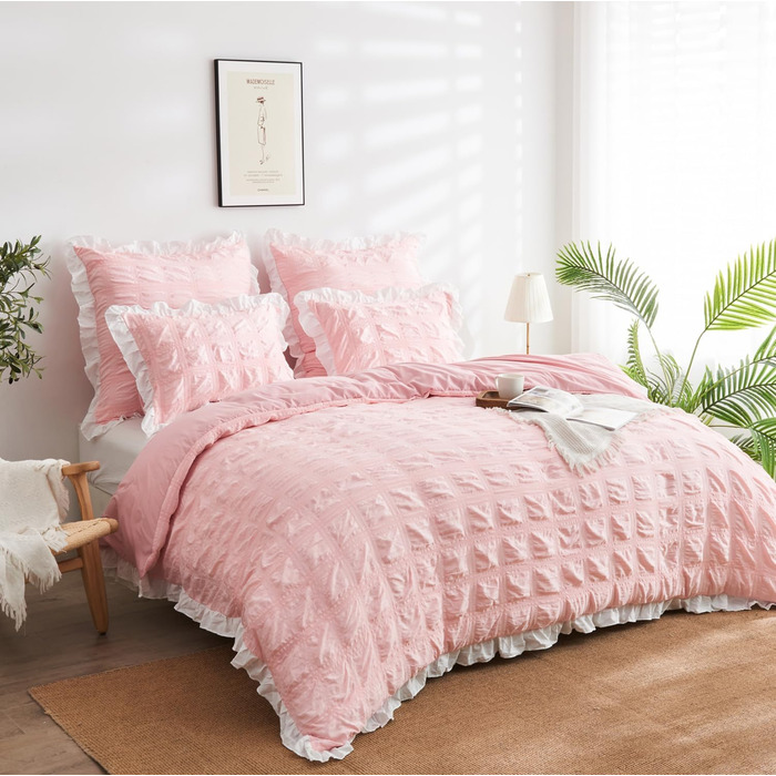 Постільна білизна LAWENDA Постільна білизна в клітинку рожева 200 x 240 см Романтичний комплект постільної білизни в клітинку Диха