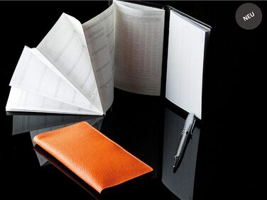 Персоналізований складаний календар 2024/2025 DIN A6 Soft Grain Leather Orange - Організатор Planner (1 місяць, 2 сторінки) Шкіряна обкладинка - Календар зустрічей Щомісячний огляд & Адресна книжка Small Orange Soft Grain