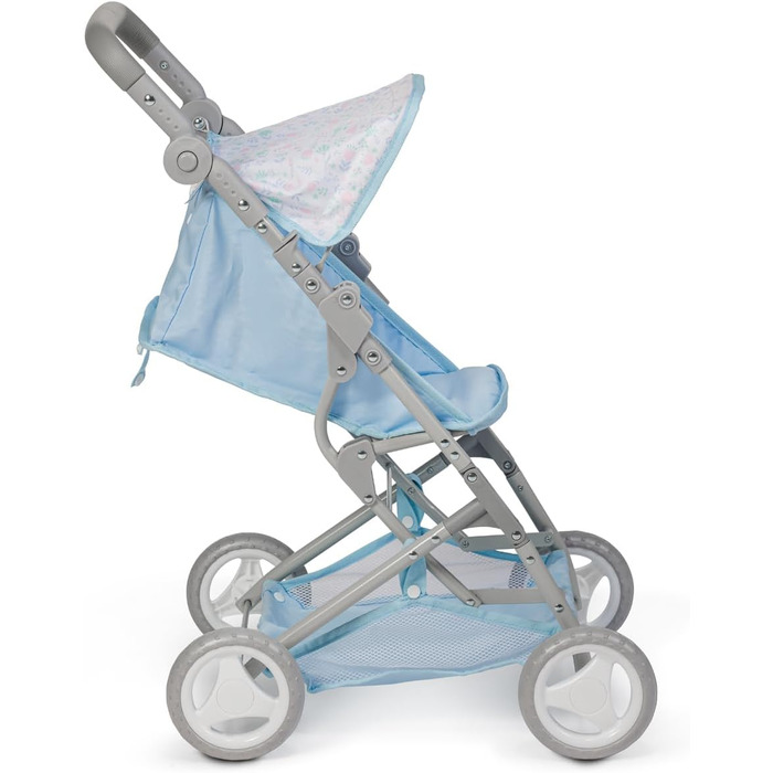 Складна коляска, для ляльок до 45 см, ідеально підходить для ігор та прогулянок, синя з квітковим орнаментом, розроблена Berenguer