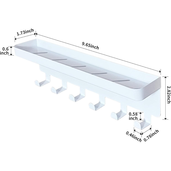 Ключниця настінна, гачок для ключів з лотком і 6 гачками, настінна ключниця для передпокою, ключниця з полицею для зберігання пошт