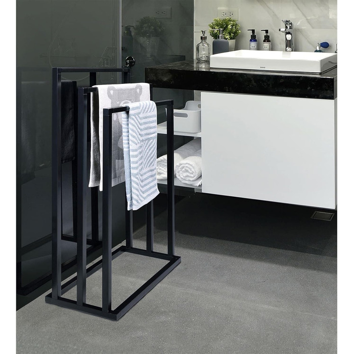 Рушникосушка KUNO, вішалка для рушників, з 3 рушникосушками, з металу, чорна