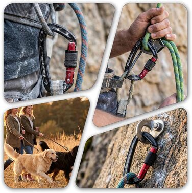 Карабін FresKaro 25kN, чорний, гвинтовий затвор, сертифікований CE карабін для спуску на мотузці, повідці для собак, великий, надзвичайно міцний 2550 кг, легкий, стійкий до іржі, міцний, матеріал авіаційний алюміній 7075, чорний - 2 шт.