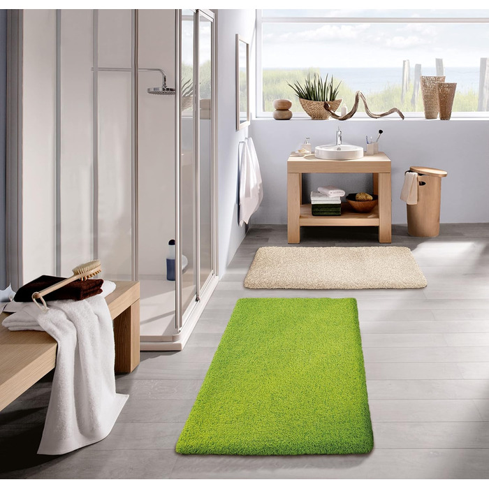 Килимок для ванної кольору ківі, поліестер, 70x120x3 см, 4004478264663 120 см (прямокутний) кольору ківі, 70 шт., 120