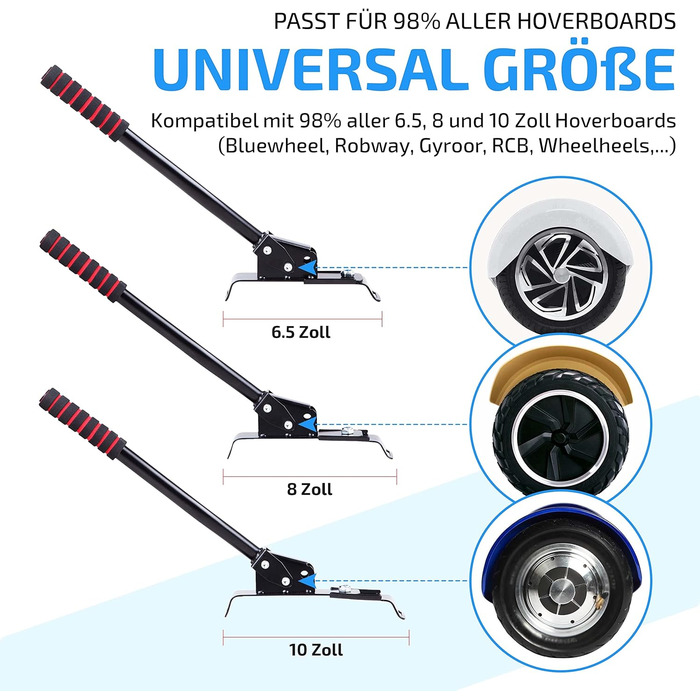 Оригінальне сидіння для ховерборда – сумісне з 98% усіх ховербордів 6,5–10 дюймів, якісний німецький бренд, ховеркарт чорного кольору для дітей