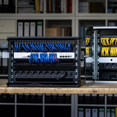 Мережева шафа HMF 65704-02, серверна шафа 19 дюймів 4U Глибина 400 мм скляні двері чорний 4U чорний