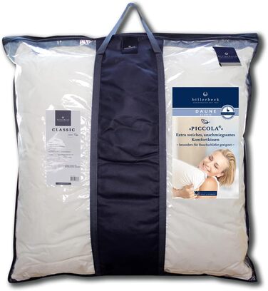 Пухова подушка Billerbeck Piccola 80 x 80 см М&39яка підкладка Підходить для людей з алергією на пилових кліщів Можна прати при температурі до 60C (1 упаковка)