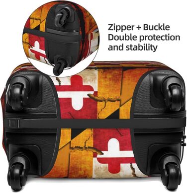 Чохол для валізи з дерева, прапор штату Меріленд, міцний захист для багажу, підходить для валіз розміром 45.7 - 81.3 см, малий, Чорний