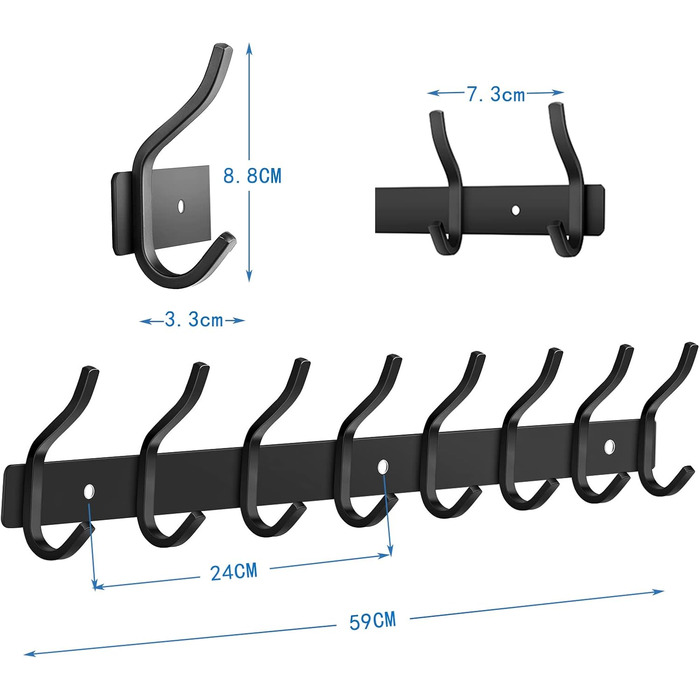Гачки для верхнього одягу з нержавіючої сталі, гачки для верхнього одягу настінні з 8 гачками, вішалка для верхнього одягу настінн