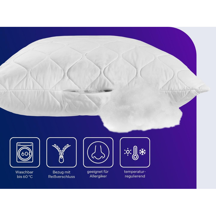 Подушка Dream Night Aloe Vera з м&39яким чохлом з оксамитової м&39якої мікрофібри, 40x80 см, сертифікована Oeko-Tex, виготовлена за німецькими стандартами якості