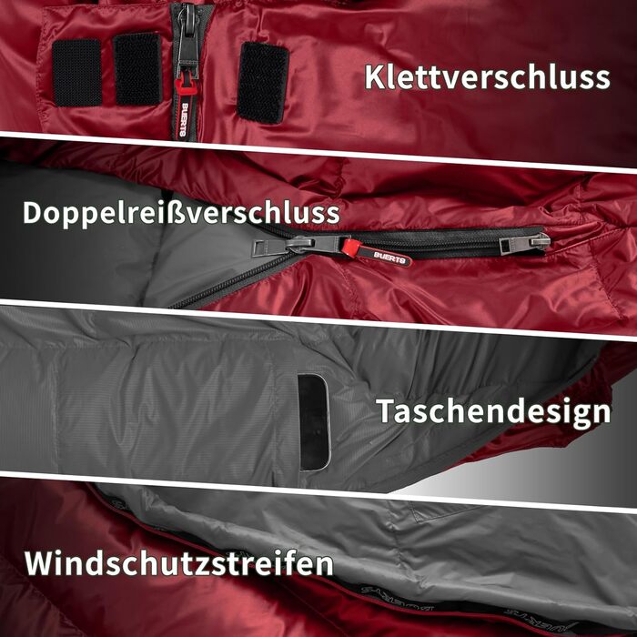 Пуховий спальний мішок для дорослих, для холодної погоди, невеликий розмір у упаковці, зручний для перенесення, наповнювач 680. Рюкзачний спальний мішок для кемпінгу, походів, альпінізму, червоний -13C