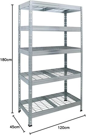 Вуличний стелаж із широким прольотом та 4 полицями з дротяної сітки Вантажопідйомність полиць 300 кг Сертифіковано TV ВxШxГ 1800 x 1200 x 450 мм Стелаж для зберігання Міцний стелаж Металевий стелаж