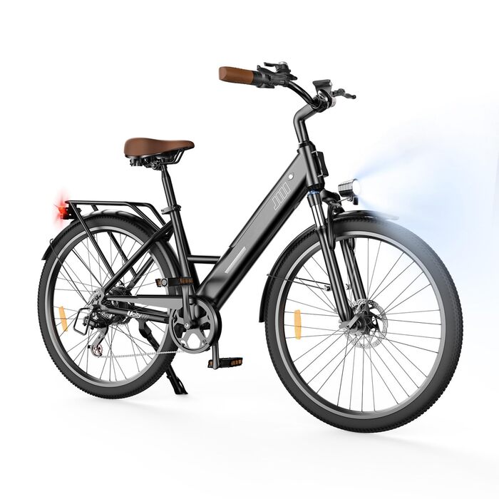 Електровелосипед Finbike для дорослих 250 Вт, 14&quot/16&quot/26&quot гірський та складний, електричний велосипед із запасом ходу 25/55 миль, 25 км/год для чоловіків та жінок, 7-швидкісна коробка передач, амортизація, 26 дюймів - 36 В 13 Аг - Ucitys Black