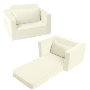 Дитячий диван/крісло MeMoreCool, розкладний, зручний диван-ліжко для малюків, розкладний диван 2-в-1 для дитячої кімнати, кутовий міні-диванчик з функцією сну для хлопчиків та дівчаток (бежевий)