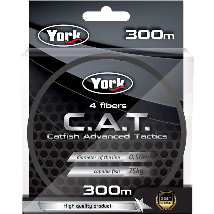 Плетена волосінь York CAT Catfish Wels Catfish 300 м 0,40-0,50 мм 4-стороння котушка