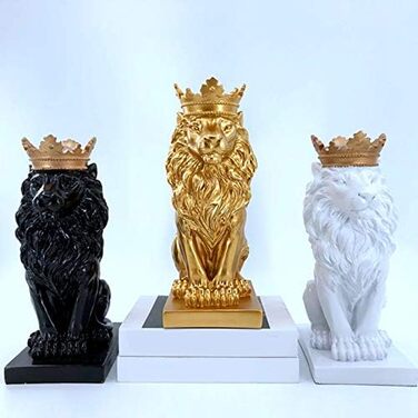 Корона - Статуетка, будинок, офіс, бар, лев-самець, віра, смола, скульптура, , анімалістика, прикраса, орнамент - Чорний