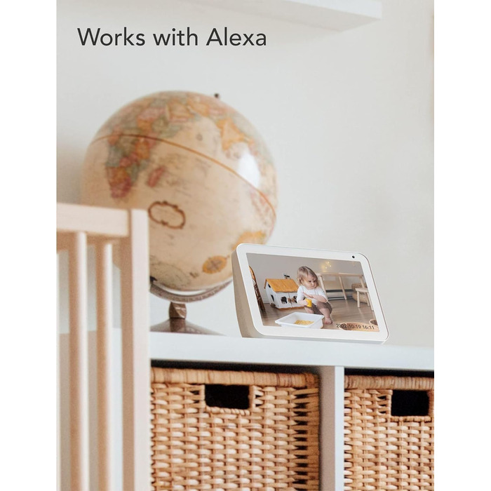 З камерою, дитяча камера WLAN, радіоняня з камерою та додатком, функція інтеркому 1080P HD Night Vision, сумісна з Alexa та 2,4 ГГ