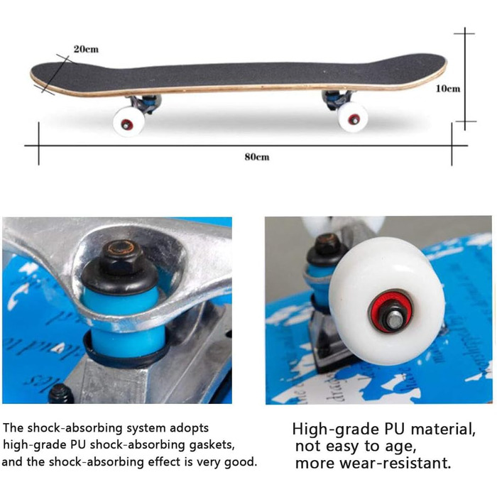 Скейтборд для початківців, подарунок на день народження для підлітків та дорослих, чорний