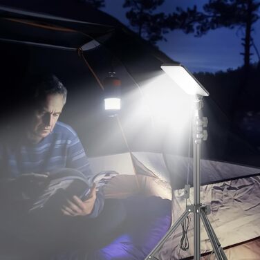 Ліхтар для кемпінгу регульований світлодіодний вуличний ліхтар, телескопічний штатив Портативний кемпінговий ліхтар, 84 світлодіоди 6500K-7000K, металева підставка для ПК, регульована висота 70-180 см, USB, для патіо, гаража, високий