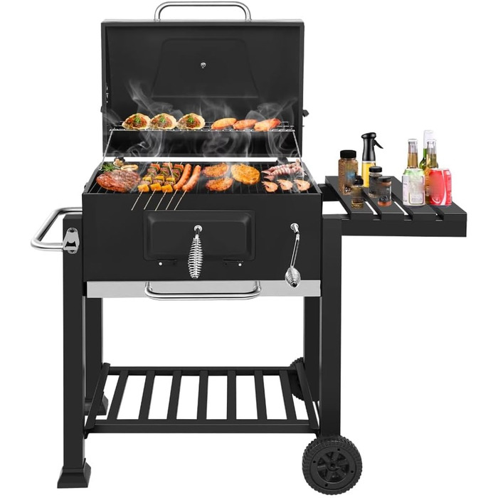 Сімейне вугільне барбекю SilteD, вугільне барбекю для внутрішнього дворика з тумбочками, барбекю для кемпінгу, барбекю, вугільне б