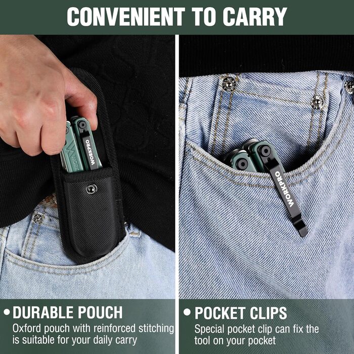 Багатофункціональні плоскогубці WORKPRO, багатофункціональний інструмент 18 в 1 Складаний багатофункціональний інструмент з нержав